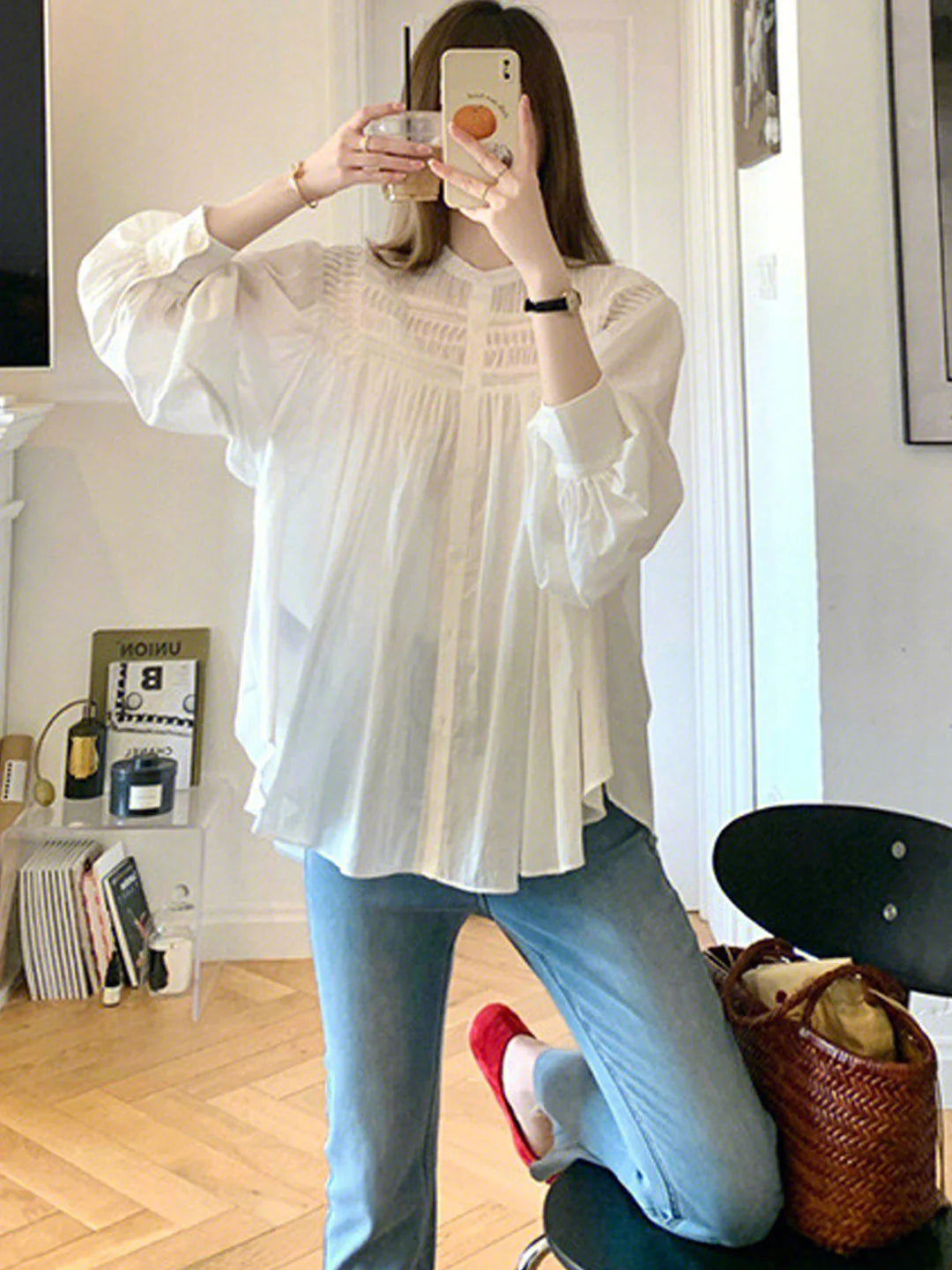 Carlotta - Damenweite Bluse mit Puffärmeln