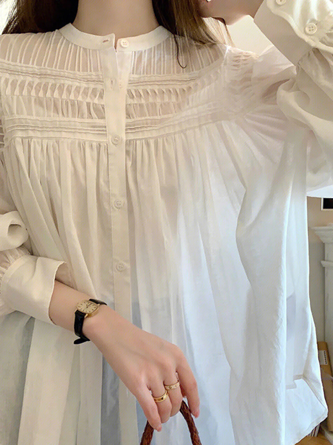 Carlotta - Damenweite Bluse mit Puffärmeln