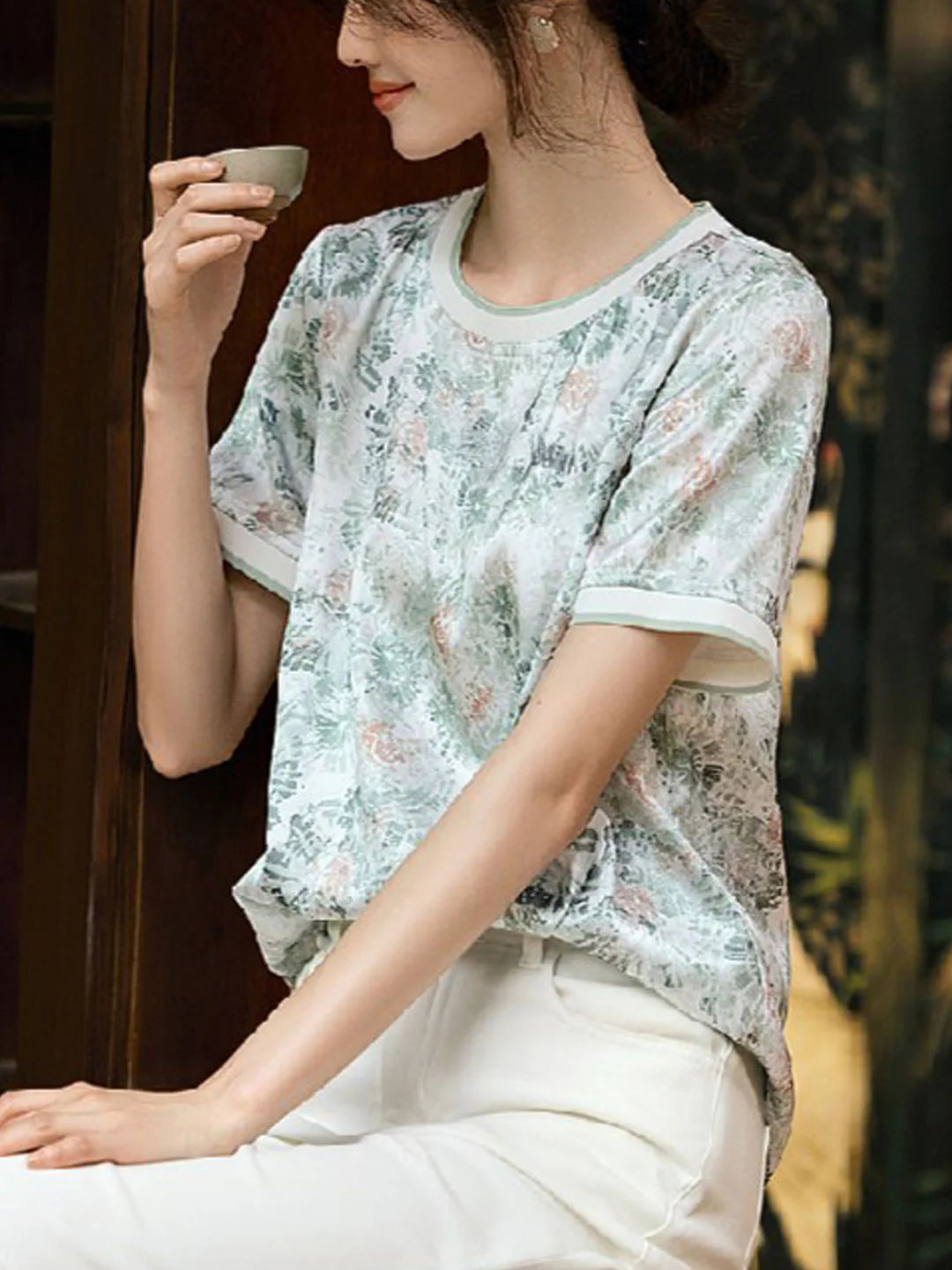 Hermine - Bedrucktes Damen-Rundhals-Top