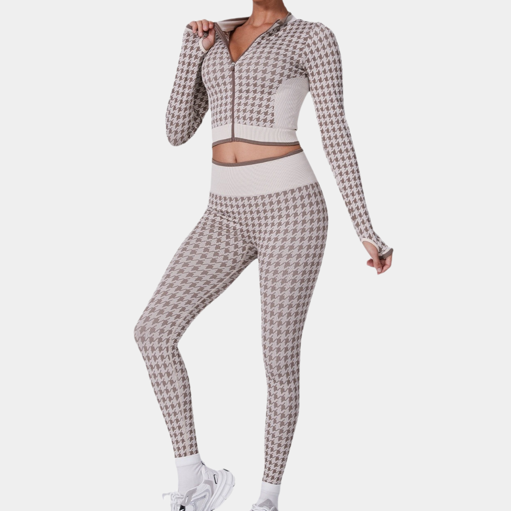 LINORA - Stylishes gemustertes Activewear-Set für Damen