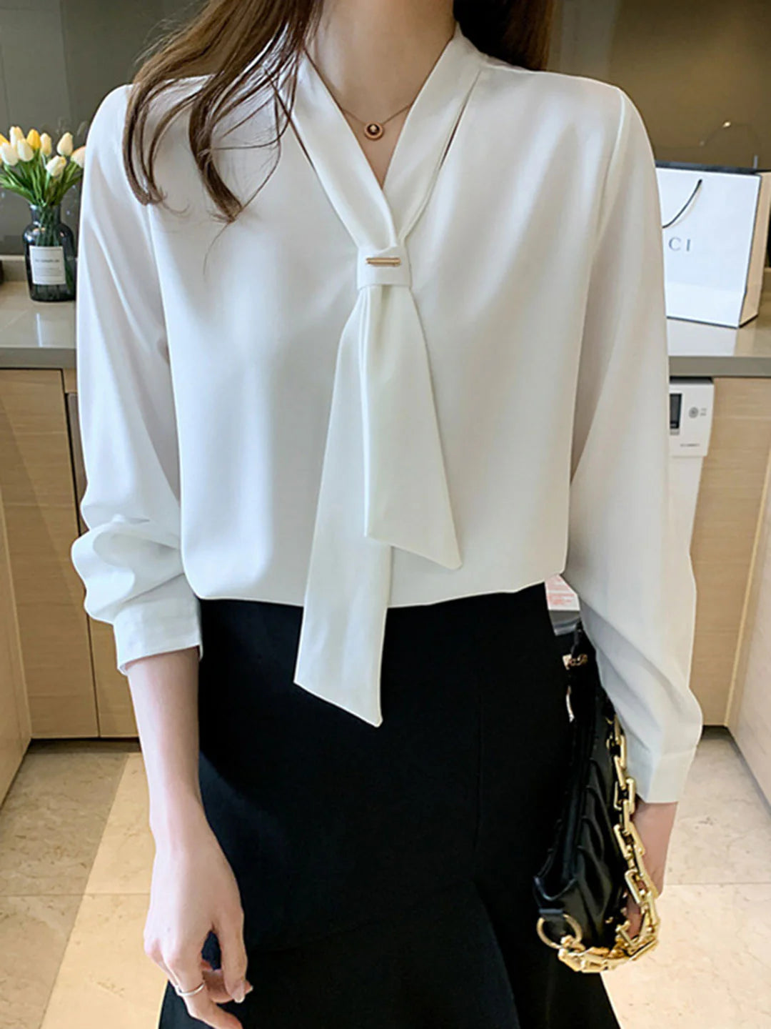 Verena - Damen Einfaches Langarmshirt