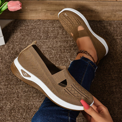 Damen Slip-On Sneaker – Atmungsaktives Strick – Gepolsterte Sohle – Schmaler Schnitt