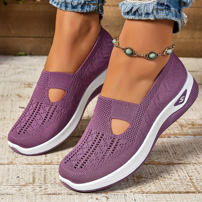 Damen Slip-On Sneaker – Atmungsaktives Strick – Gepolsterte Sohle – Schmaler Schnitt