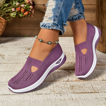 Damen Slip-On Sneaker – Atmungsaktives Strick – Gepolsterte Sohle – Schmaler Schnitt