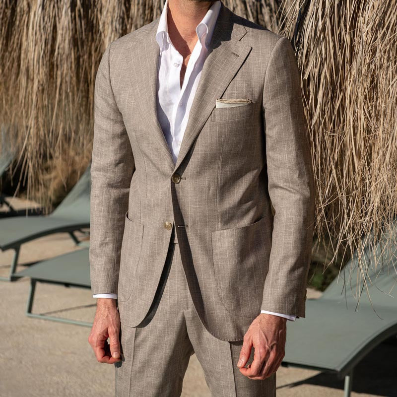Herren Blazer – Slim Fit – Atmungsaktives Gewebe – Einreiher – Reverskragen