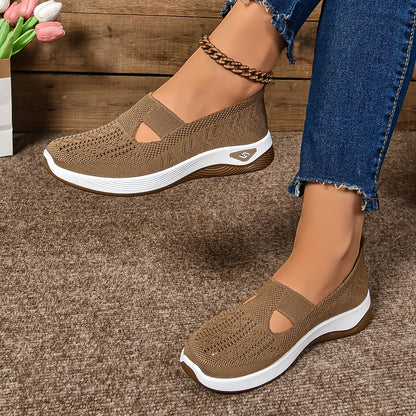 Damen Slip-On Sneaker – Atmungsaktives Strick – Gepolsterte Sohle – Schmaler Schnitt