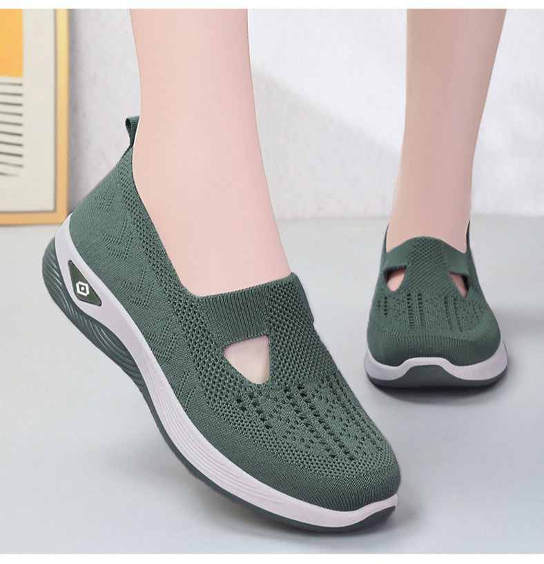 Damen Slip-On Sneaker – Atmungsaktives Strick – Gepolsterte Sohle – Schmaler Schnitt