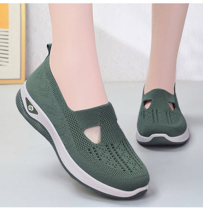 Damen Slip-On Sneaker – Atmungsaktives Strick – Gepolsterte Sohle – Schmaler Schnitt