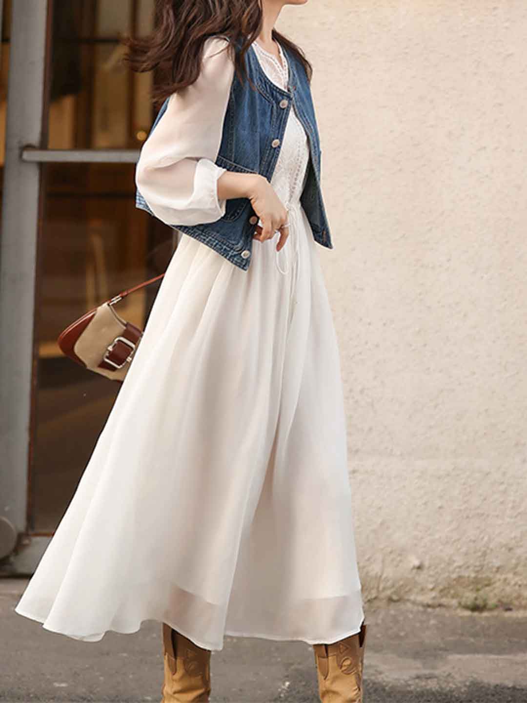 Roswitha - Besticktes Einsatzkleid für Damen